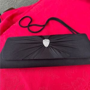 Elegant Black Clutch with Rhinestone Accent